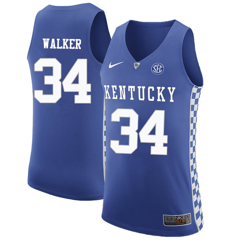 Men Kentucky Wildcats #34 Kenny Walker College Basketball Jerseys-Blue